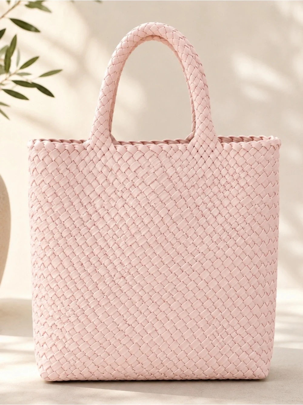 Handwoven Pink Tote Bag - Unbranded